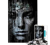 Puzzle pour Adultes 1000 pièces Un Visage en Code Binaire Jeu de Puzzle Manuel Une œuvre d'art Cadeau Unique pour Un Anniversaire et Noël (Dimensions 38x26cm)