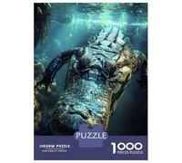 Puzzle pour Adultes 1000 Pièces Underwater Alligator Close-up Puzzle Casse-tête Jeu pour S'amuser en Famille Interaction Parent-Enfant 70x50cm/1000pcs