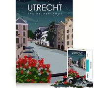 Puzzle pour Adultes 1000 pièces Utrecht Pays-Bas Exact Edge Art Jeu d'adresse créative Jeu de détente Décoration de Noël (38x26cm)
