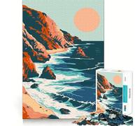 Puzzle pour Adultes 1000 pièces Vagues de Plage californiennes,Puzzle Artistique aux Bords précis,Jeu créatif et Amusant pour Passer Un Moment agréable,décoration de Noël (38x52cm)