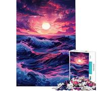 Puzzle pour Adultes 1000 pièces Vagues de Plage rétro Jeux de détente d'analyse et de logique Idée Cadeau Originale pour Un Anniversaire ou Noël (38x26cm)