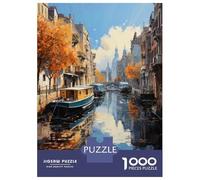 Puzzle pour Adultes 1000 Pièces Venice Canal with Boats Puzzles pour Adolescents, Jouet, Décoration Murale, Cadeaux Uniques pour Anniversaire Et Noël 38x26cm/1000pcs