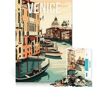 Puzzle pour Adultes 1000 pièces Venise Italie Canal Gondole Voyage Art de la Bordure Précise Jeu de Démarcation Créatif Jeu de Détente et d'Expertise Décoration de Noël (38x26cm)