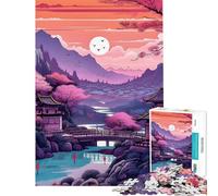 Puzzle pour Adultes 1000 pièces Village au Coucher du Soleil coloré Puzzle pour Adultes Activités familiales Défi à réaliser Idéal comme Cadeau (Dimensions 38x26cm)