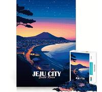 Puzzle pour Adultes 1000 pièces Ville de Jeju Corée du Sud au crépuscule Découpe Lisse Art Jeu de réflexion créatif Temps de détente Amusant Cadeau apaisant de Noël (50x75cm)
