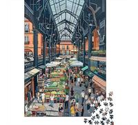 Puzzle pour Adultes 1000 Pièces Vintage Market Scene-2 Puzzles pour Adultes - Niveau De Difficulté Élevé - Jeu De Réflexion - Jeu Familial 70x50cm/1000pcs