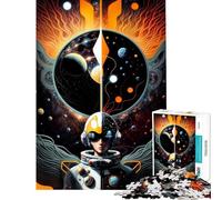 Puzzle pour Adultes 1000 pièces Visage Abstrait dans l'espace Casse-tête pour Adolescents Jeu de réflexion Amusant et Humoristique pour Les Amateurs de Jeux (Dimensions 38x52cm)