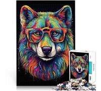 Puzzle pour Adultes 1000 pièces Visage de Loup Jouets addictifs pour Le défi de l'intelligence cérébrale décoration Murale 38x26cm