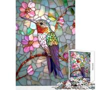Puzzle pour Adultes 1000 pièces Vitrail Colibri Jeu éducatif Cadeau Père Noël Secret Jeux Amusants Renforce l'amour Entre Les Couples Dimensions 50x75cm