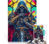 Puzzle pour Adultes 1000 pièces Vitrail du Paladin Mort Compétition de Vitesse Manuelle Liste de souhaits avec Le Père Noël 75x50cm