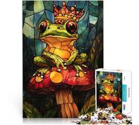 Puzzle pour Adultes 1000 pièces Vitrail Roi Grenouille Compétition de Vitesse Manuelle est idéal comme Cadeau pour Toute la Famille 38x26cm