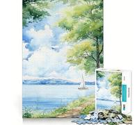 Puzzle pour Adultes 1000 pièces Voile au crépuscule, Art des Bords précis, Jeu créatif, Moment de détente, œuvre d'art de Noël (38x52cm)