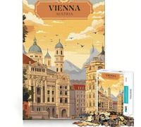 Puzzle pour Adultes 1000 pièces Voyage à Vienne Art de la Bordure Précise Jeu de Détente Créatif Jeu de Moment Coopératif Décoration de Noël (38x26cm)