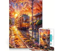 Puzzle pour Adultes 1000 pièces Voyage d'automne en Tramway Découpe Parfaite Jeu Amusant et Stimulant pour l'esprit Jeu paisible Cadeau d'anniversaire Amusant (38x26cm)