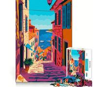 Puzzle pour Adultes 1000 pièces Vue sur la mer Méditerranée Art Minimaliste Assemblage Lisse Amusant Résolution de problèmes Jeu décontracté Idéal pour Un Anniversaire ou Une activité Artistique