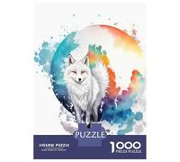 Puzzle pour Adultes 1000 Pièces Watercolor Snow Fox Puzzle Adulte Casse-tête Jeu De Détente Vacances À La Maison Passer Le Temps Interaction Parent-Enfant 38x26cm/1000pcs