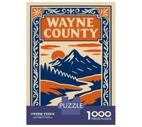 Puzzle pour Adultes 1000 Pièces Wayne County Landscape Illustration Puzzles pour Adolescents, Jeux Amusants, Passe-Temps Idéal comme Cadeau 70x50cm/1000pcs
