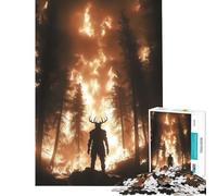 Puzzle pour Adultes 1000 pièces Wendigo Gardien du Feu de la Forêt Puzzle 1000 pièces décoration intérieure Jouet découpe de précision Cadeau de Noël ou d'anniversaire (38x52cm)