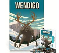 Puzzle pour Adultes 1000 pièces Wendigo, Monstre cryptide, Impression d'art de Voyage, découpe précise, Jeu cognitif, Jouet de détente, décoration Murale de Noël (50x75cm)