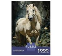 Puzzle pour Adultes 1000 Pièces White Horse Fantasy Artwork Puzzles Adultes Course De Vitesse Manuelle Interaction Parent-Enfant Offre Cadeau pour Toute La Famille 70x50cm/1000pcs