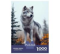 Puzzle pour Adultes 1000 Pièces Wolf on A Rock in Autumn Puzzle Jeux Relaxants Défi Difficile Cadeaux Uniques pour Anniversaire Et Noël 70x50cm/1000pcs