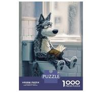 Puzzle pour Adultes 1000 Pièces Wolf Reading on A Toilet Puzzles pour Adultes Jeux De Détente Modèle À Assembler Est Idéal comme Cadeau 38x26cm/1000pcs