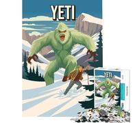 Puzzle pour Adultes 1000 pièces Yeti Cryptide Affiche de Voyage Cryptozoologie Jeux éducatifs Jouets Idée Cadeau Une œuvre d'art (Dimensions 75x50cm)