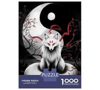 Puzzle pour Adultes 1000 Pièces Yin Yang Fox Wall Art Print Puzzle Casse-tête Difficile, Cadeau pour Les Amis Et La Famille 52x38cm/1000pcs