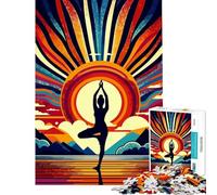 Puzzle pour Adultes 1000 pièces Yoga Coucher de Soleil Pop Art Jeu de Manipulation Jeu intellectuel Cadeau pour Femmes et Hommes Anti-Stress (Dimensions 50x75cm)
