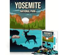Puzzle pour Adultes 1000 pièces Yosemite Parc National de Californie Affiche Nature Découpe précise Jeu cognitif Jouet détente Décoration Murale de Noël (38x26cm)