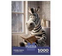 Puzzle pour Adultes 1000 Pièces Zebra Reading on Toilet Puzzle pour Adultes Jeux Relaxants Course De Vitesse Manuelle Difficile Et Stimulant 52x38cm/1000pcs