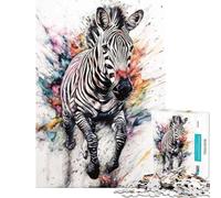 Puzzle pour Adultes 1000 pièces Zèbre Abstrait Aquarelle Puzzle pour Adolescents Jeu de réflexion Amusant et Humoristique pour Les Joueurs (Dimensions 38x52cm)