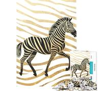 Puzzle pour Adultes 1000 pièces Zèbre Noir et Or Défi éducatif Course de Vitesse Manuelle Jouet à Monter soi-même pour Les 14 Ans et Plus (50x75cm)