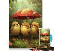 Puzzle pour Adultes 1000 Poussins sous Un Parapluie,Art des Bords précis,Jeu de Construction,Jeu d'ambiance,décoration Murale de Noël (50x75cm)