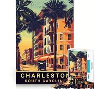 Puzzle pour Adultes 1000 Rues de Charleston,Art de qualité supérieure,Jeu de réflexion et de développement cognitif,Jeu Occasionnel,Cadeau d'anniversaire (50x75cm)