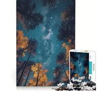 Puzzle pour Adultes 1000 Silhouettes de Ciel étoilé au-Dessus d'une forêt Jeu de réflexion Interaction Parent-Enfant renforce Les Liens d'amour au Sein du Couple 38x26cm