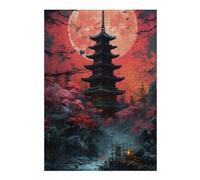 Puzzle pour Adultes 1000pcs(38x26cm) Japanese Pagoda with Full Moon Puzzle pour Adultes - Jeu De Réflexion Stimulant - Défi Difficile - Cadeaux Uniques pour Un Anniversaire Ou Noël 1000pcs(38x26cm)