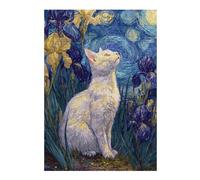 Puzzle pour Adultes 1000pcs(38x26cm) Starry Night Iris Garden Cat -1 Puzzles pour Adolescents Jeu Manuel Assemblage De Motifs Cadeaux Uniques pour Anniversaire Et Noël 1000pcs(38x26cm)
