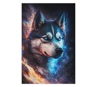 Puzzle pour Adultes 1000pcs(75x50cm) Flame & Ice Wolf Art Print Jeu De Réflexion Casse-tête Difficile, Cadeau De Noël Ou d'anniversaire 1000pcs(75x50cm)
