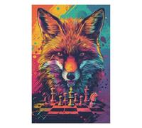 Puzzle pour Adultes 1000pcs(75x50cm) Fox Chess Strategy Art Print Puzzles pour Adolescents Jeu Manuel Assemblage De Motifs Cadeaux Uniques pour Anniversaire Et Noël 1000pcs(75x50cm)