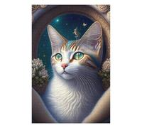 Puzzle pour Adultes 1000pcs(75x50cm) Pièces Puzzle Enchanted Celestial Cat Art Print Puzzles pour Adultes, Jouets Anti-Stress, Décoration Murale, Cadeaux pour Les Amis Et La Famille 1000pcs(75x50cm)
