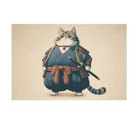 Puzzle pour Adultes 1000pcs(75x50cm) Tabby Cat Ronin Samurai Puzzle De Puzzle Jeux Relaxants Améliore La Mémoire Cadeaux Uniques pour Anniversaire Et Noël 1000pcs(75x50cm)