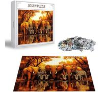 Puzzle pour Adultes 1500 Pièces, Afrique Puzzle Adulte 1500 Pièces Lettres à l'arrière, Pas de poussière, Jeu éducatif défi Joue Art Puzzles Classiques Éléphant, pour Personnes âgées 87x57cm H-7987
