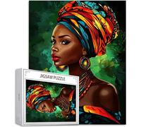 Puzzle pour Adultes 1500 Pièces, Afrique Puzzle Adulte 1500 Pièces Lettres à l'arrière, Pas de poussière, Jeu éducatif défi Art Puzzles Classiques Femme, Cadeau pour Personnes âgées 87x57cm H-2947
