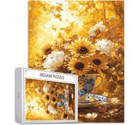 Puzzle pour Adultes 1500 Pièces, Fleur Puzzle Adulte 1500 Pièces Lettres à l'arrière, Pas de poussière, Jeu éducatif défi Joue Art Puzzles Classiques Vase, Cadeau pour Personnes âgées 87x57cm H-2650