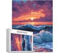 Puzzle pour Adultes 1500 Pièces, Flots Puzzle Adulte 1500 Pièces Lettres à l'arrière, Pas de poussière, Jeu éducatif défi Joue Art Puzzles Classiques Plage, Cadeau pour Personnes âgées 87x57cm H-3856