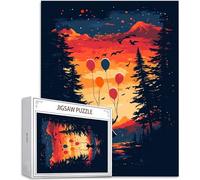 Puzzle pour Adultes 1500 Pièces, Forêt Puzzle Adulte 1500 Pièces lettres à l'arrière, pas de poussière, Jeu éducatif défi Joue Puzzles Classiques Coucher de soleil, pour Personnes âgées 87x57cm H-1129