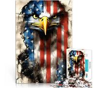 Puzzle pour Adultes 2000 pièces Aigle Oiseau Drapeau des États-Unis Jeux Amusants Décoration Murale, Cadeaux Uniques pour Anniversaire et Noël 70x100cm