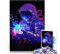 Puzzle pour Adultes 2000 pièces Astronaute Tenant Un Globe Lumineux Jeu intellectuel Jeu éducatif pour Anniversaire, Noël 70x100cm