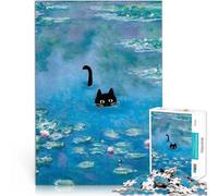 Puzzle pour Adultes 2000 pièces Le Chat de l'étang aux nénuphars de Monet Défi Difficile Excellent Cadeau pour Les Jeux 70x100cm